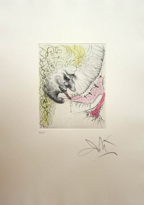 Salvador Dali - Venus in Furs - Homme baisant la Chaussure (Man Kissing Shoe) - 1969 Etching